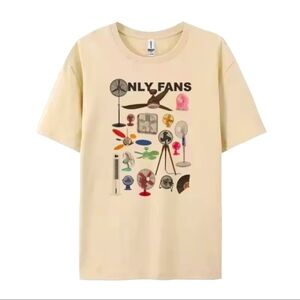 Funny Cute Cream “Only Fans” Graphic T-Shirt with Different Fans Design